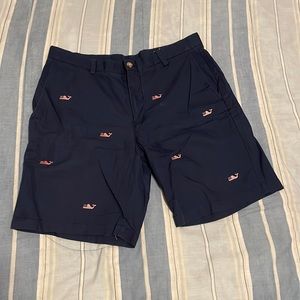 Navy Blue with American Flag Whale Vineyard Vines Breaker Shorts, Size: 36 Waist